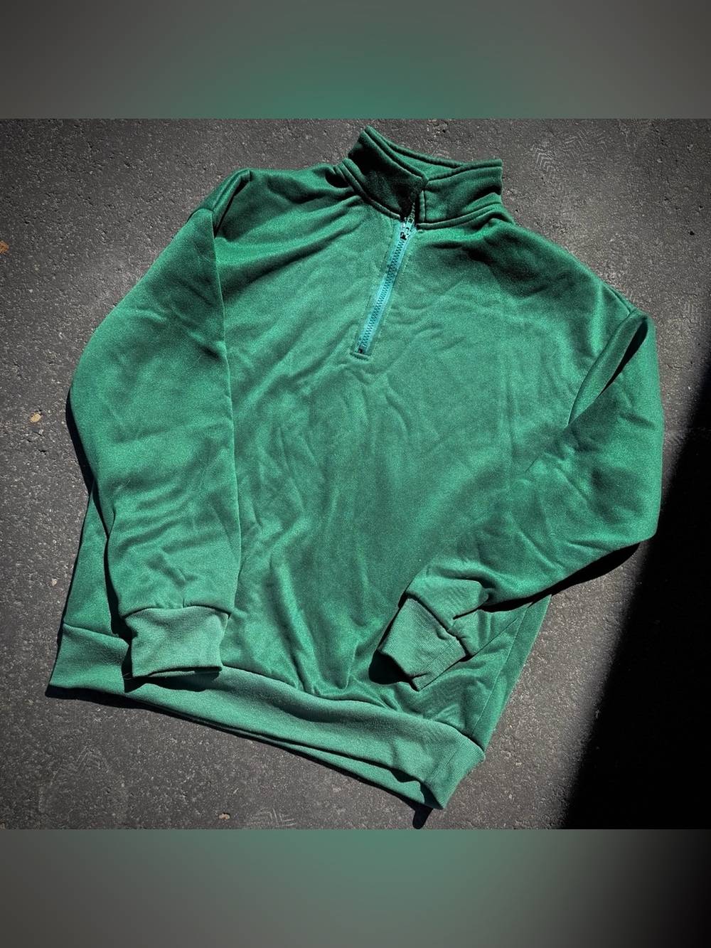 Hunter Green Quarter-Zip Pullover Sweatshirt - Medium